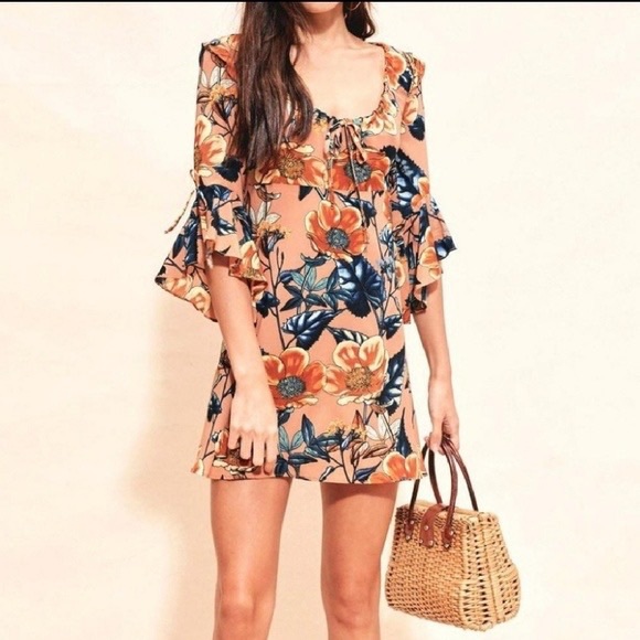 Flamenco Dress Sz M brown multi - Picture 3 of 8